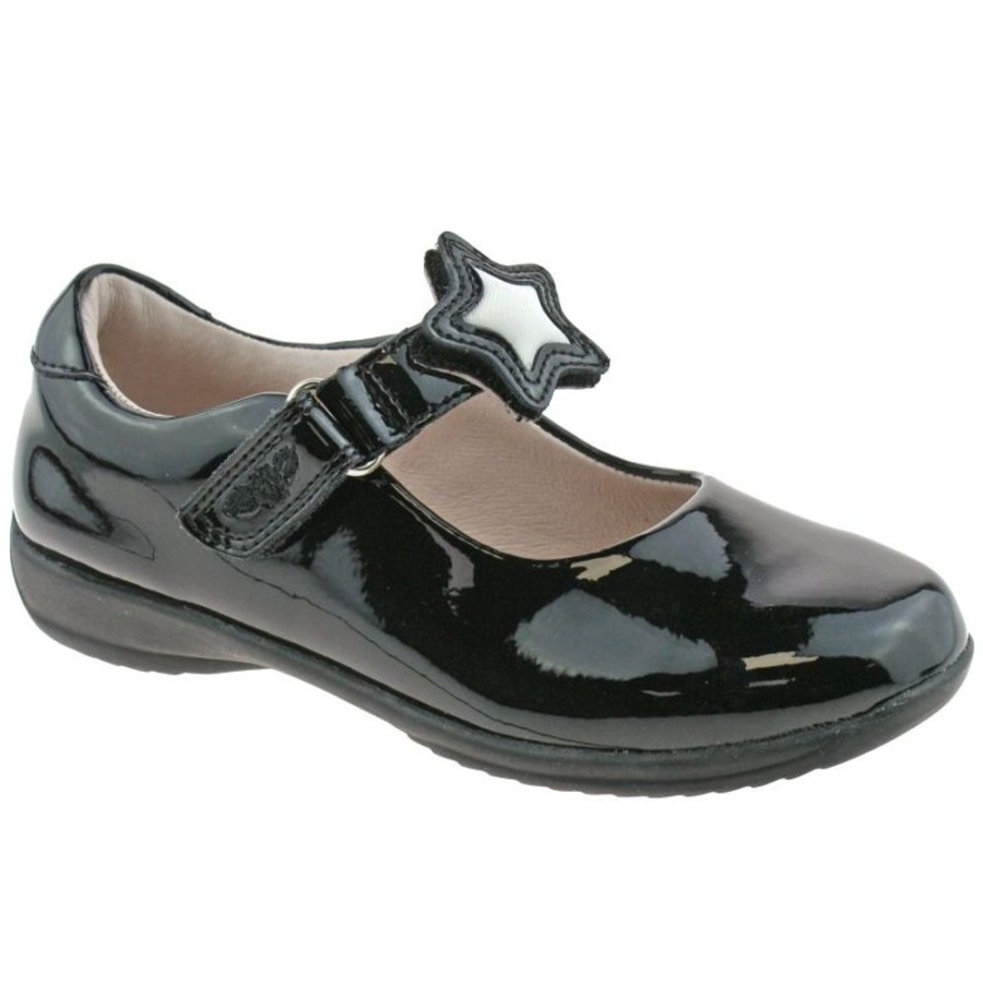 Footwear Lelli Kelly | Lelli Kelly Lk8600 (Db01) Colourissima Star Black Patent School Shoes F Fitting