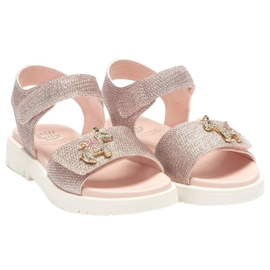 Footwear Lelli Kelly | Lelli Kelly Lk2071 (Ac01) Bliss Pink Unicorn Diamante Adjustable Strap Sandals