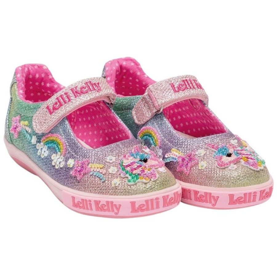 Footwear Lelli Kelly | Lelli Kelly Lk7076 (Gx02) Multi Glitter Treasure Unicorn Dolly Shoes