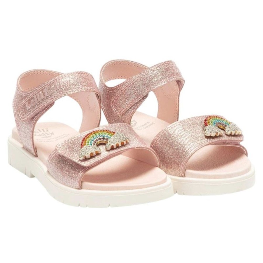 Footwear Lelli Kelly | Lelli Kelly Lk2070 (Ac01) Brite Pink Rainbow Diamante Adjustable Strap Sandals