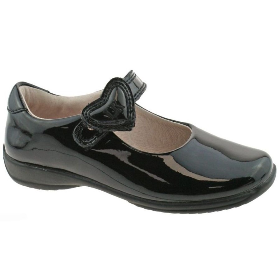 Footwear Lelli Kelly | Lelli Kelly Lk8540 (Db01) Colourissima Heart Black Patent School Shoes G Fitting