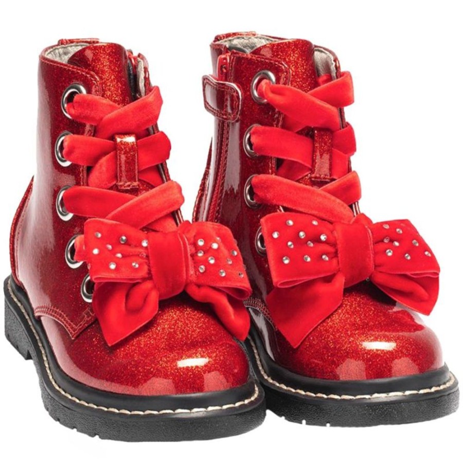 Footwear Lelli Kelly | Lelli Kelly Lk6520 (Fd01) Fior Di Neve Red Patent Diamante Heart Boots