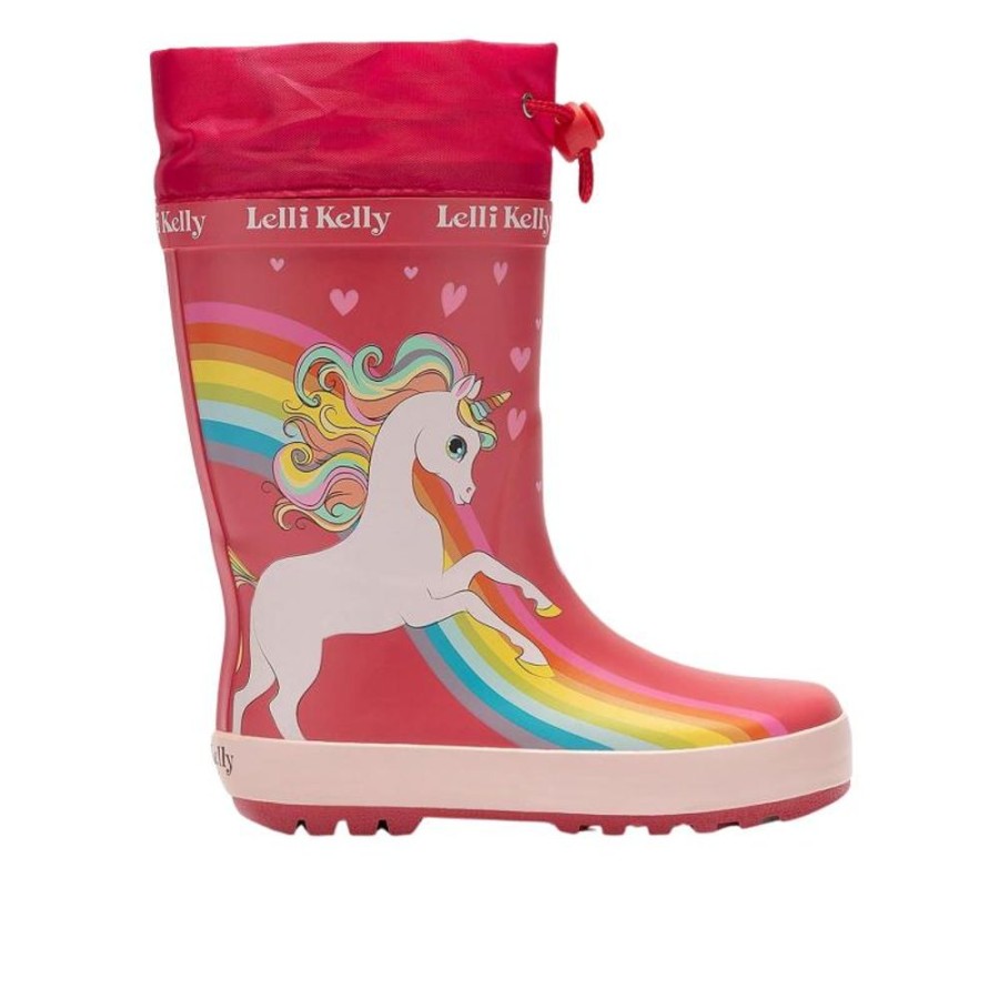 Footwear Lelli Kelly | Lelli Kelly Lk2650 (An02) Unicorn Pink Rainboot Toggle Top Wellies