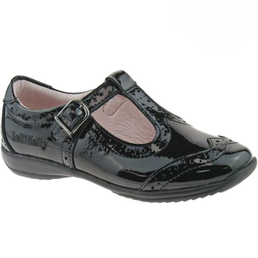 Footwear Lelli Kelly | Lelli Kelly Lk8216 (Db01) Jennette Black Patent T-Bar School Shoes F Width