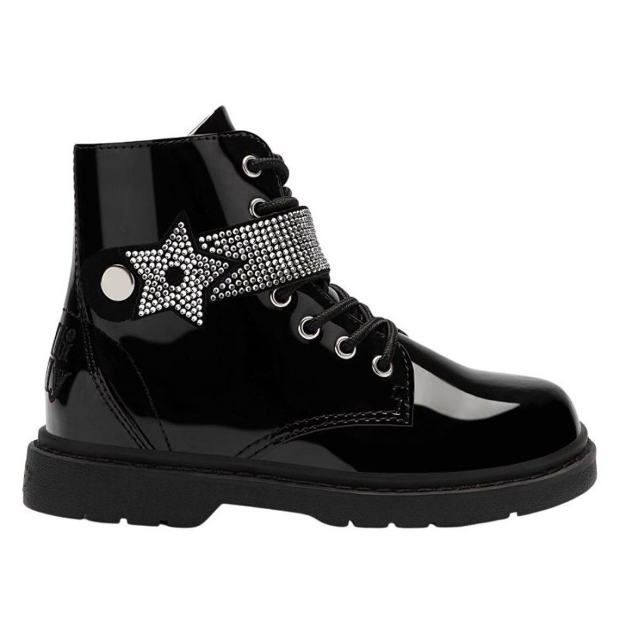 Footwear Lelli Kelly | Lelli Kelly Lk2330 (Fb01) Stella Stellina Black Patent Diamante Star Ankle Boots