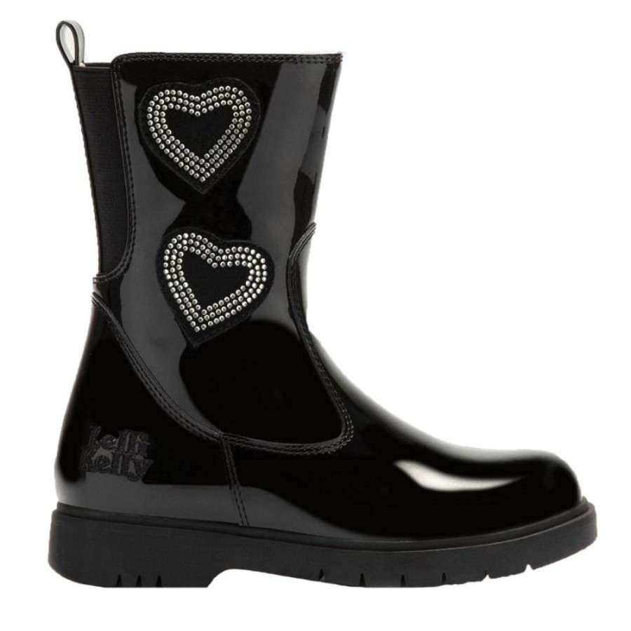 Footwear Lelli Kelly | Lelli Kelly Lk3724 (Db01) Valerie M Black Diamante Heart Mid-Calf Boots