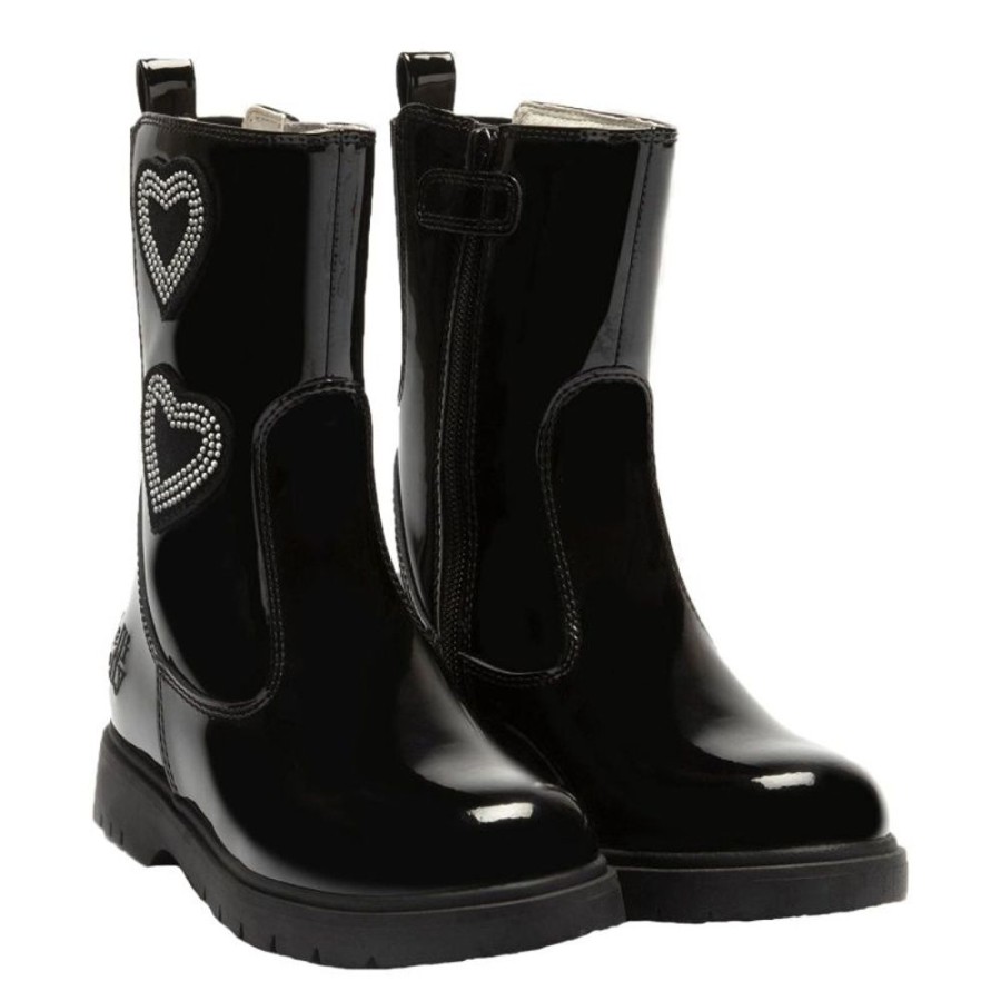 Footwear Lelli Kelly | Lelli Kelly Lk3724 (Db01) Valerie M Black Diamante Heart Mid-Calf Boots