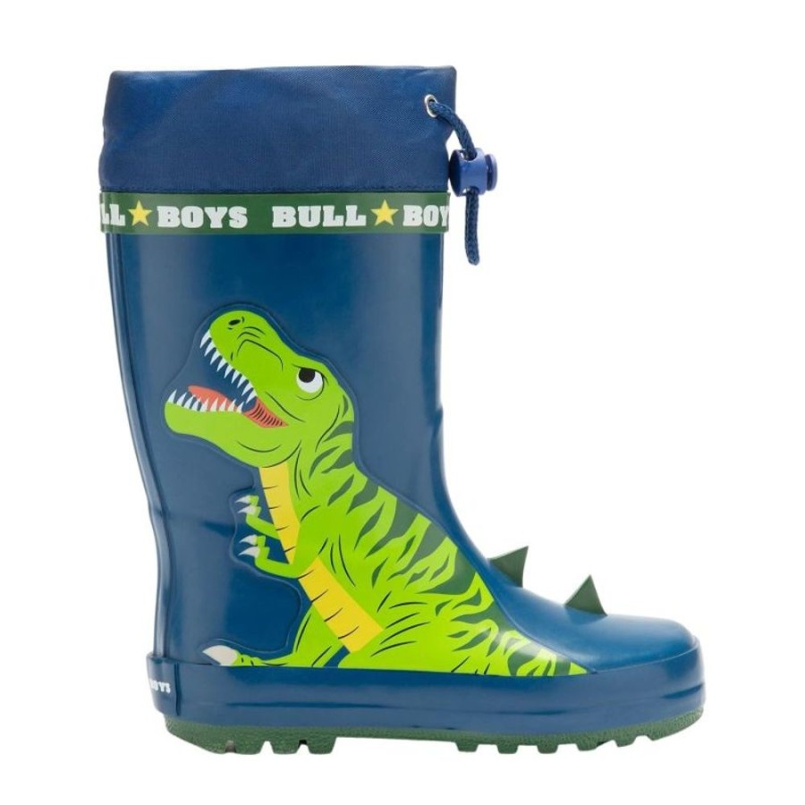 Bull Boys Lelli Kelly | Bull Boys Dn3399 (Ae01) Dinosaur Blue Rainboot Toggle Top Wellies