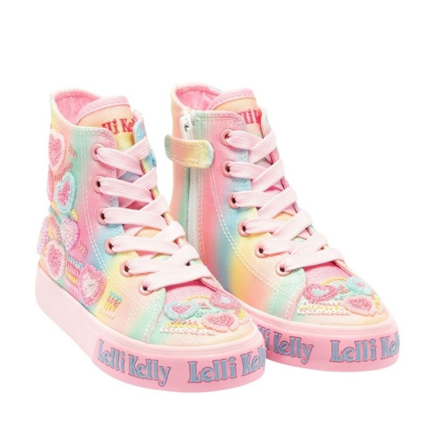 Footwear Lelli Kelly | Lelli Kelly Lk3863 (Bx02) Myla Mid Multi Fantasy Heart Rainbow Baseball Boots