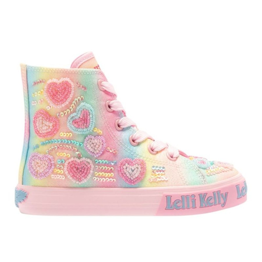 Footwear Lelli Kelly | Lelli Kelly Lk3863 (Bx02) Myla Mid Multi Fantasy Heart Rainbow Baseball Boots