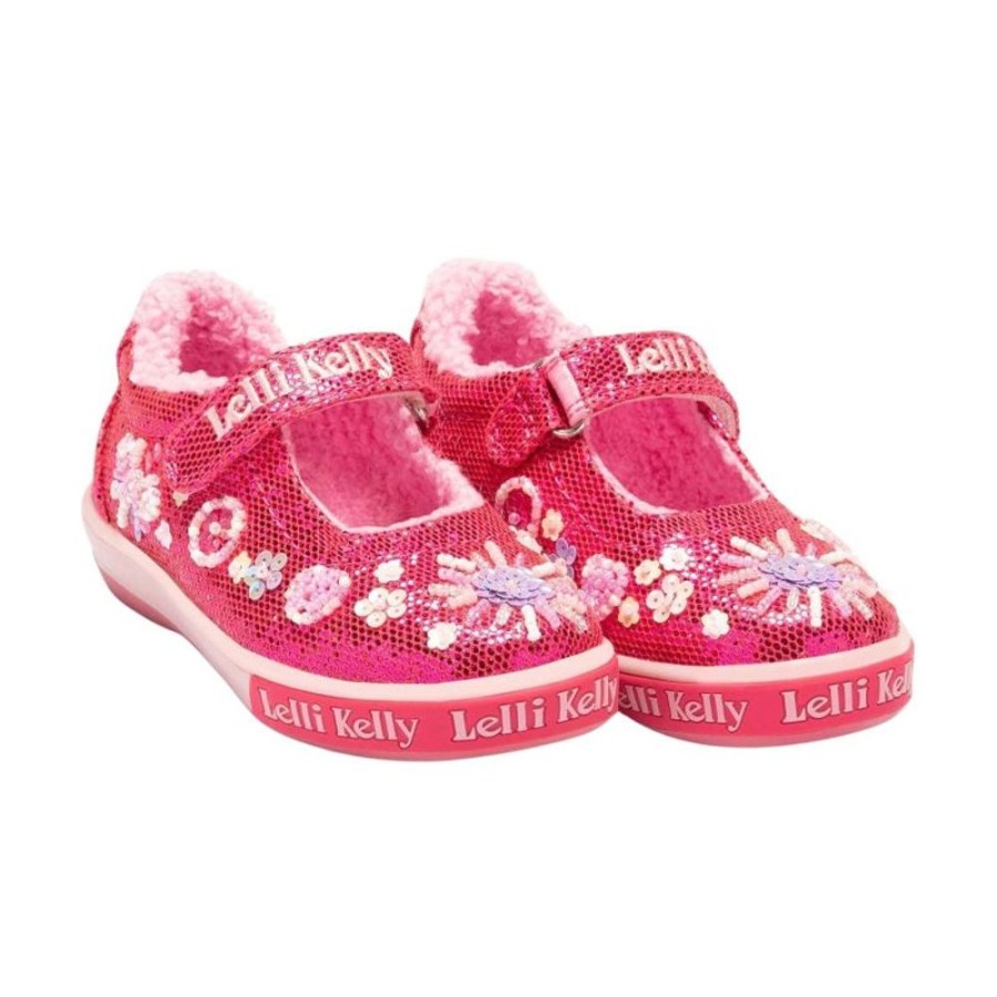 Footwear Lelli Kelly | Lelli Kelly Lk3860 (Gc63) Dafne Hot Fuchsia Glitter Warm Lined Canvas Uppers