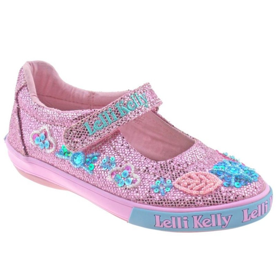 Footwear Lelli Kelly | Lelli Kelly Lk9080 (Gc01) Pink Glitter Daisy Sparkle Adjustable Dolly Shoes