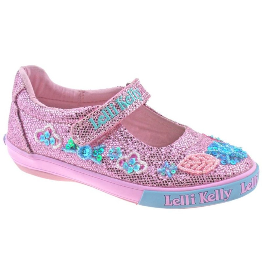 Footwear Lelli Kelly | Lelli Kelly Lk9080 (Gc01) Pink Glitter Daisy Sparkle Adjustable Dolly Shoes