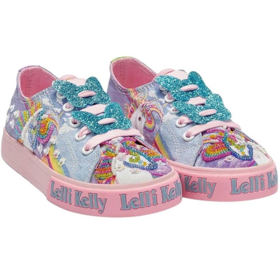 Footwear Lelli Kelly | Lelli Kelly Lk9091 (Bx02) Unicorn Low Multi Coloured Fantasy Lace Up Shoe