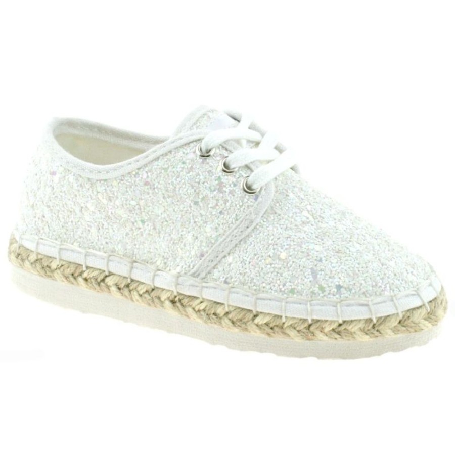 Footwear Lelli Kelly | Lelli Kelly Lk4608 (La01) Bianco Glitter Ibiza Lightweight Espadrille Shoes