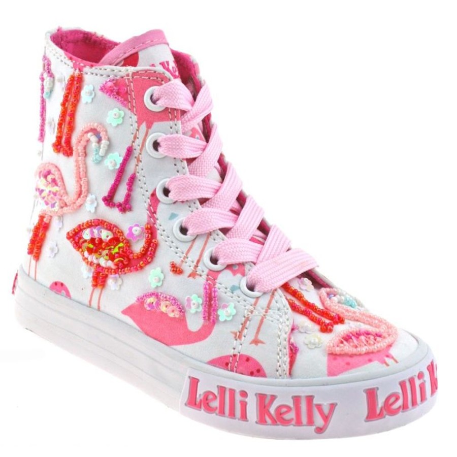 Footwear Lelli Kelly | Lelli Kelly Lk5090 (Ba02) White Fantasy Flamingo Canvas Baseball Boots