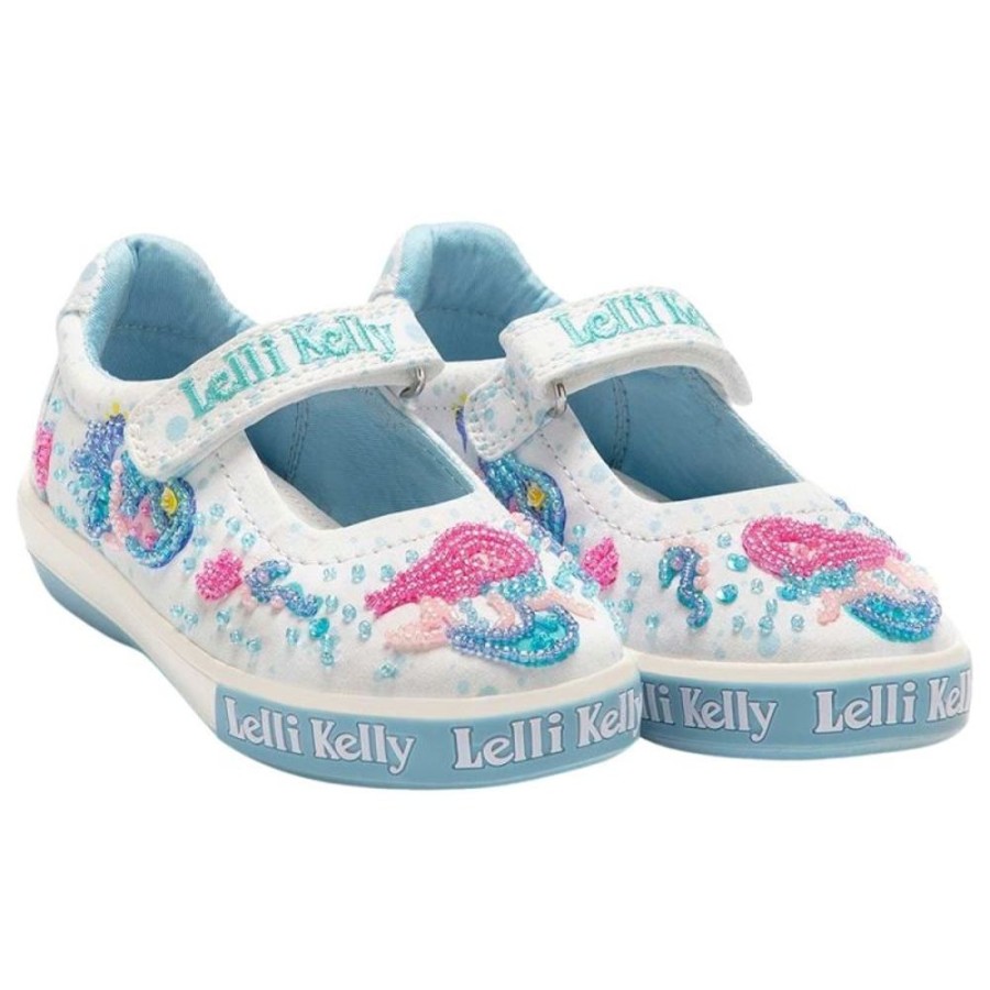 Footwear Lelli Kelly | Lelli Kelly Lk2029 (Ba02) Adella Mermaid White Fantasy Canvas Shoes