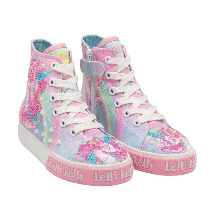 Footwear Lelli Kelly | Lelli Kelly Lk3488 (Ba02) Unicorn White Multi Fantasia Canvas Baseball Boots