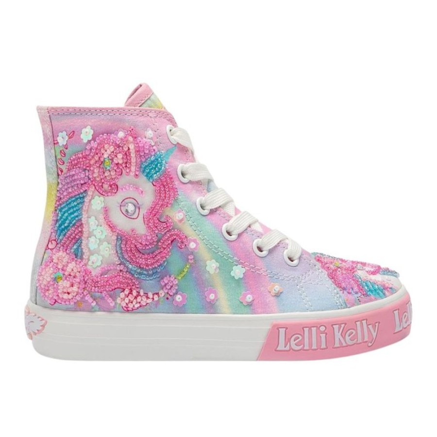 Footwear Lelli Kelly | Lelli Kelly Lk3488 (Ba02) Unicorn White Multi Fantasia Canvas Baseball Boots