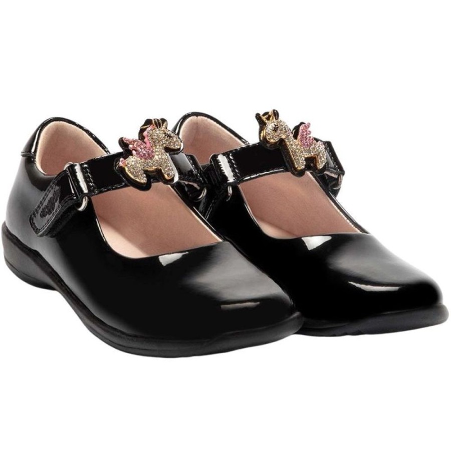 Footwear Lelli Kelly | Lelli Kelly Lk8100 (Db01) Bliss Unicorn Black Patent School Shoes F Fit