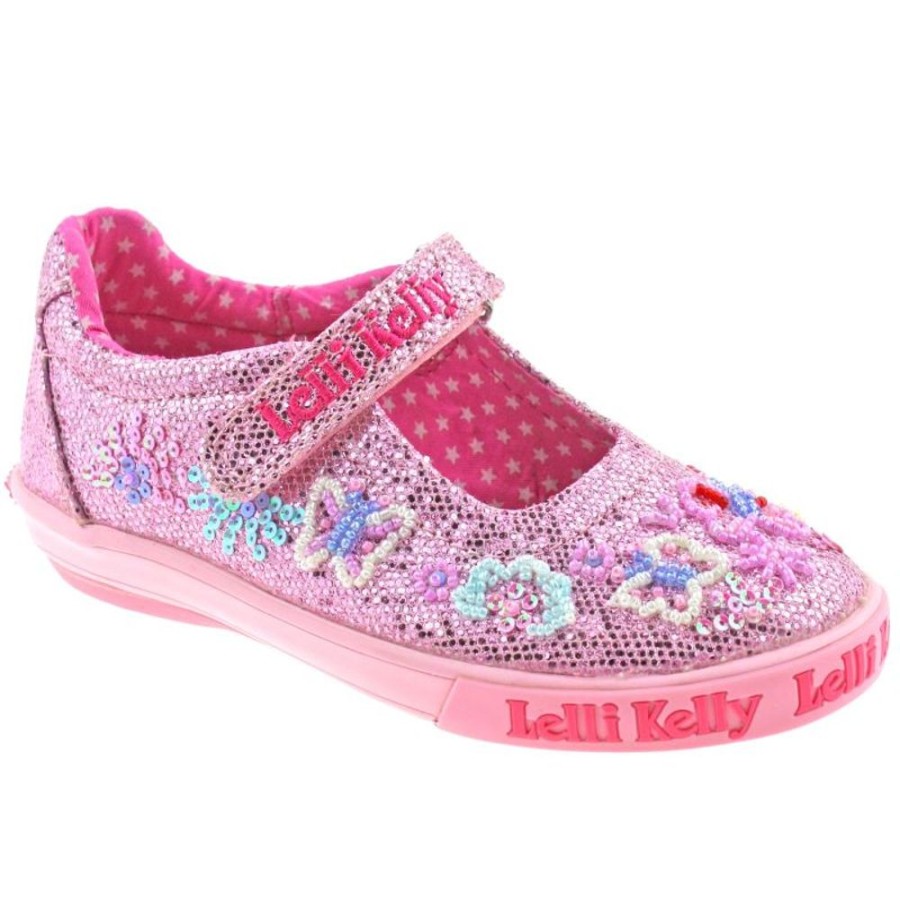 Footwear Lelli Kelly | Lelli Kelly Lk9082 (Gc01) Pink Glitter Summer Butterfly Adjustable Dolly Shoes