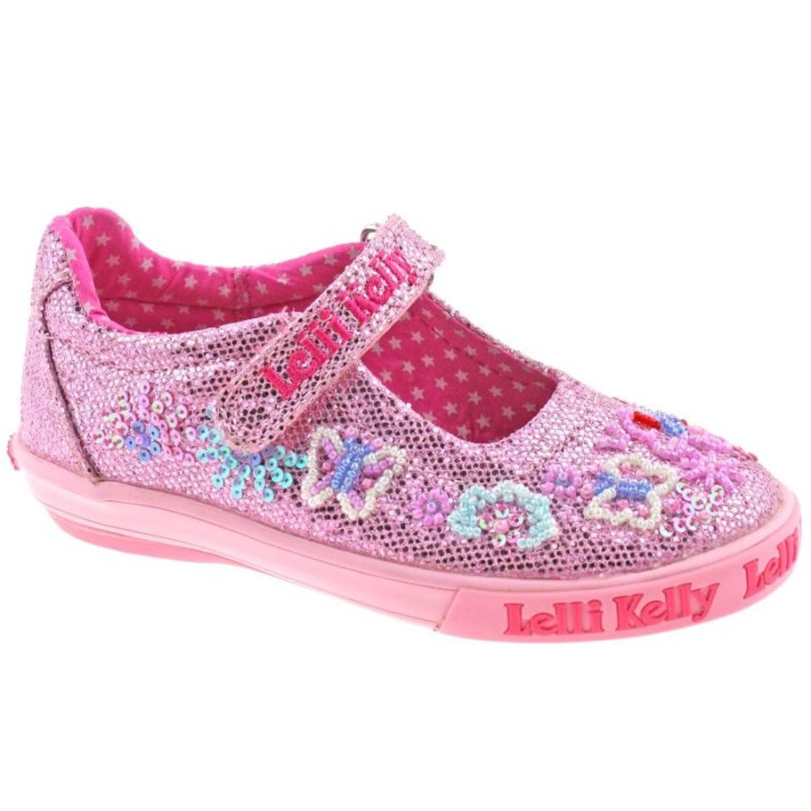 Footwear Lelli Kelly | Lelli Kelly Lk9082 (Gc01) Pink Glitter Summer Butterfly Adjustable Dolly Shoes