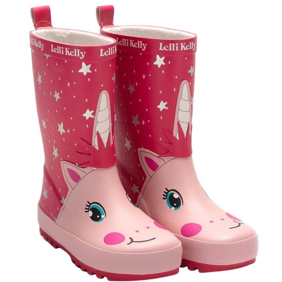 Footwear Lelli Kelly | Lelli Kelly Lk5950 (Ac63) Pink Unicorn Stars Wellies