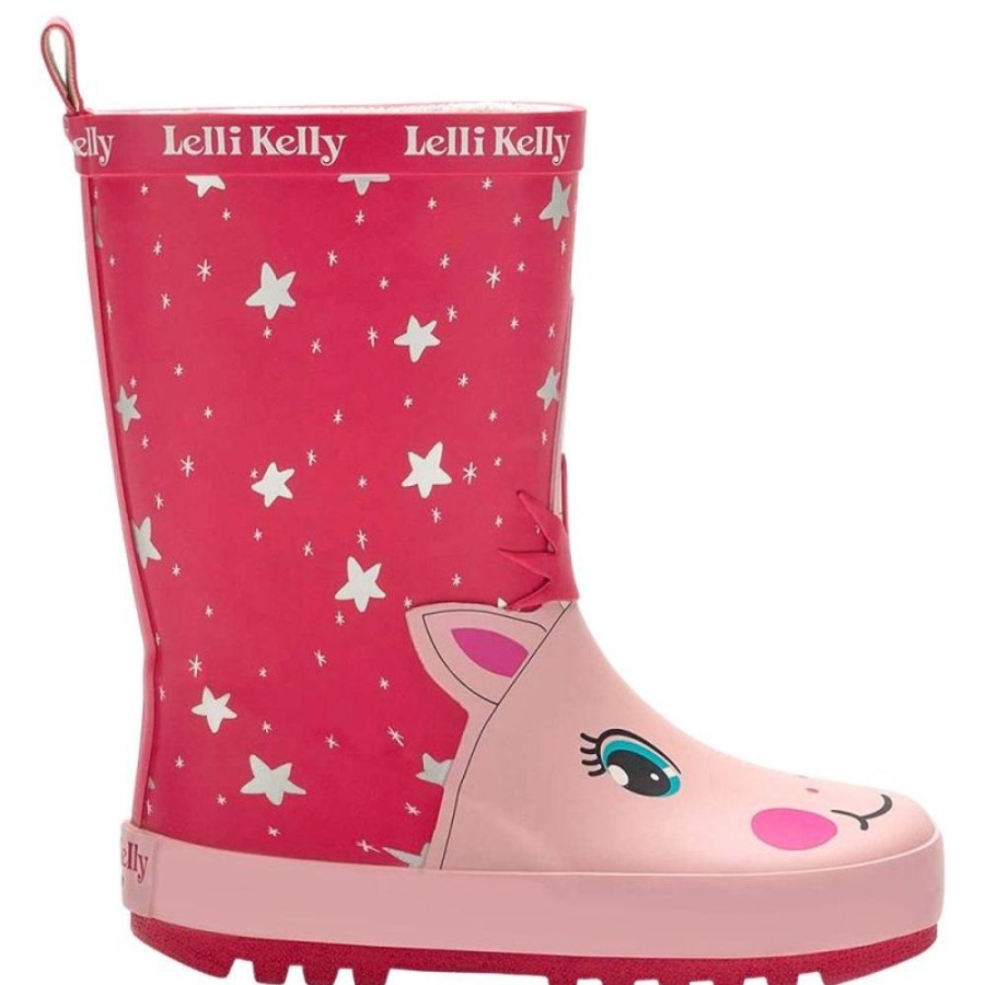 Footwear Lelli Kelly | Lelli Kelly Lk5950 (Ac63) Pink Unicorn Stars Wellies