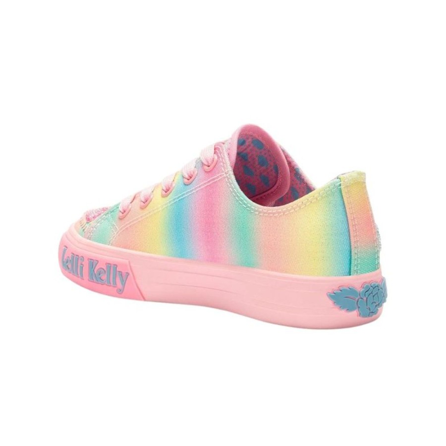 Footwear Lelli Kelly | Lelli Kelly Lk3472 (Bx02) Myla Multi Butterfly Rainbow Shimmer Lace Up Canvas