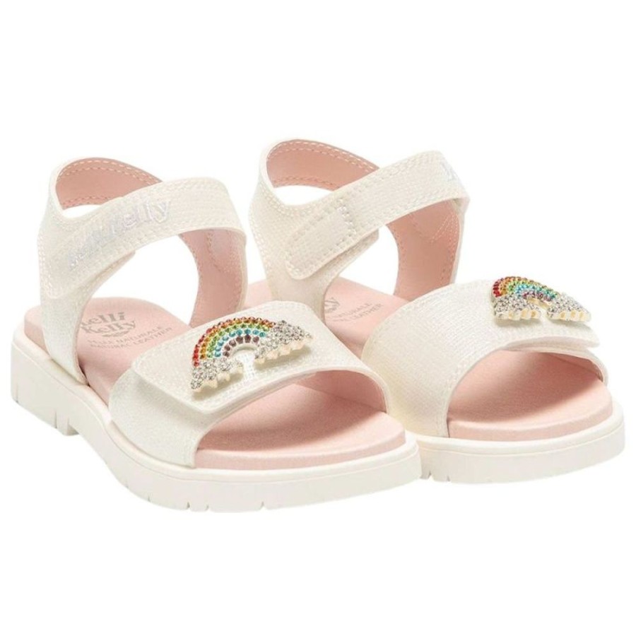 Footwear Lelli Kelly | Lelli Kelly Lk2070 (Aa01) Brite White Rainbow Diamante Adjustable Strap Sandals