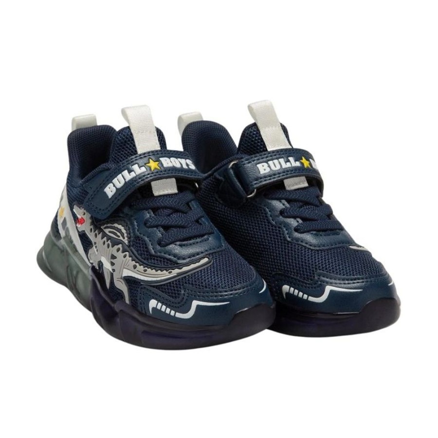 Bull Boys Lelli Kelly | Bull Boys Dnal3360 (Ae01) Spinosauro Navy Blue Dinosaur Light Up Trainers