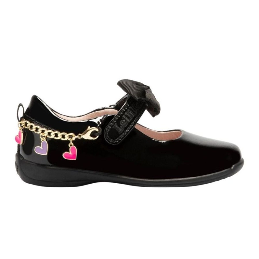 Footwear Lelli Kelly | Lelli Kelly Lk8220 (Db01) Aurora Heart Chain Black Patent School Shoes