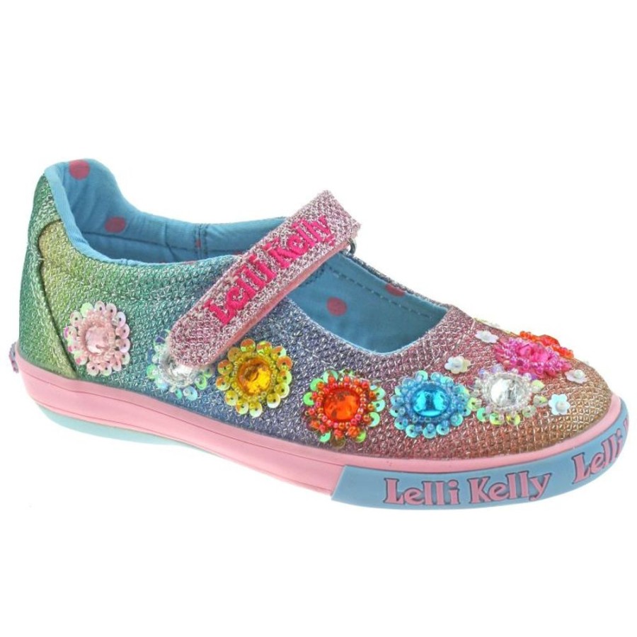 Footwear Lelli Kelly | Lelli Kelly Lk5070 (Gx02) Multi Glitter Rainbow Flowers Dolly Shoes