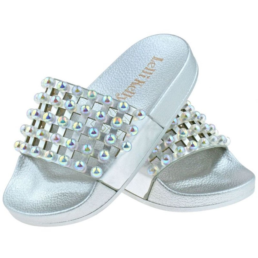 Footwear Lelli Kelly | Lelli Kelly Lk9915 (Ah01) Argento Vittoria Pearlescent Slider Sandals