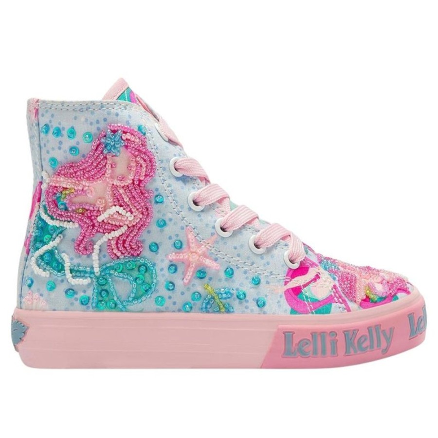 Footwear Lelli Kelly | Lelli Kelly Lk3489 (Bf02) Sirenetta Mid Blue Mermaid Canvas Baseball Boots