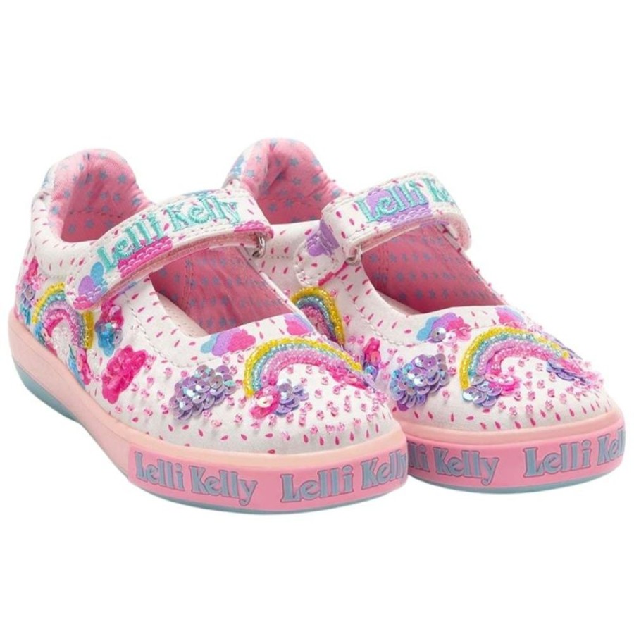 Footwear Lelli Kelly | Lelli Kelly Lk2031 (Ba02) Allegra White Fantasy Multi Rainbow Canvas Shoes