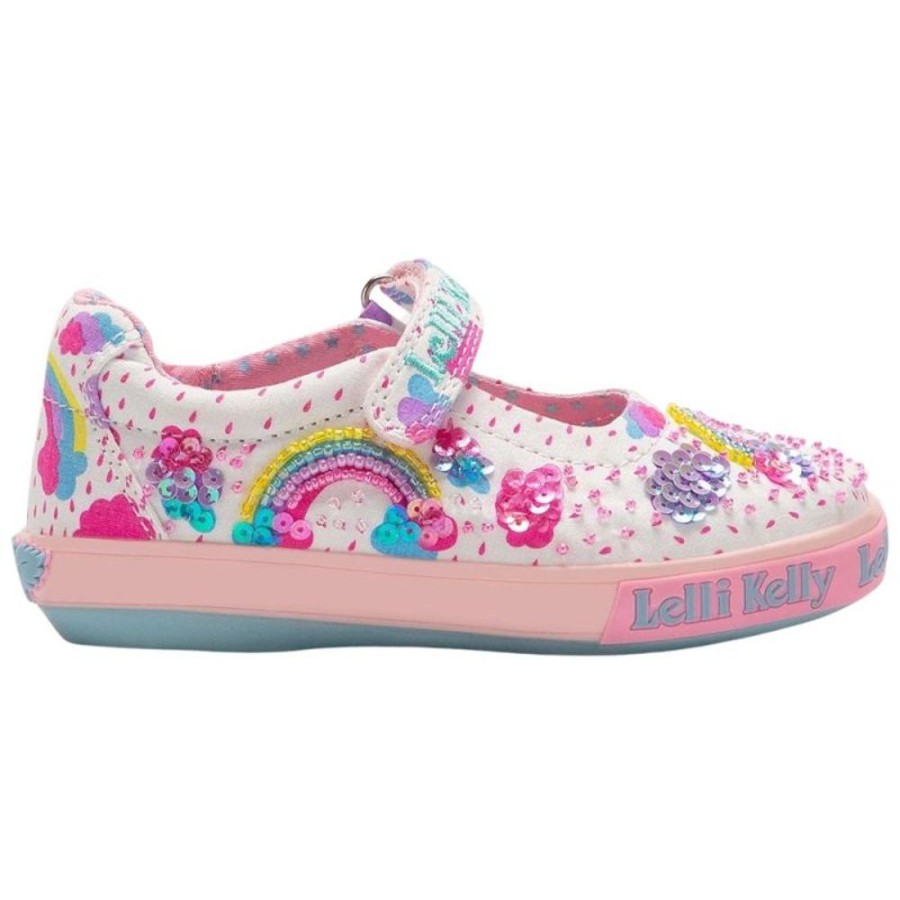 Footwear Lelli Kelly | Lelli Kelly Lk2031 (Ba02) Allegra White Fantasy Multi Rainbow Canvas Shoes