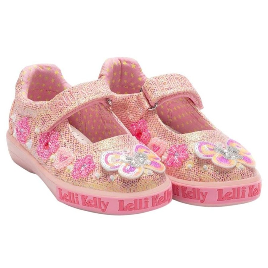 Footwear Lelli Kelly | Lelli Kelly Lk2034 (Gc03) Paloma Peach Glitter Butterfly Shimmer Shoes