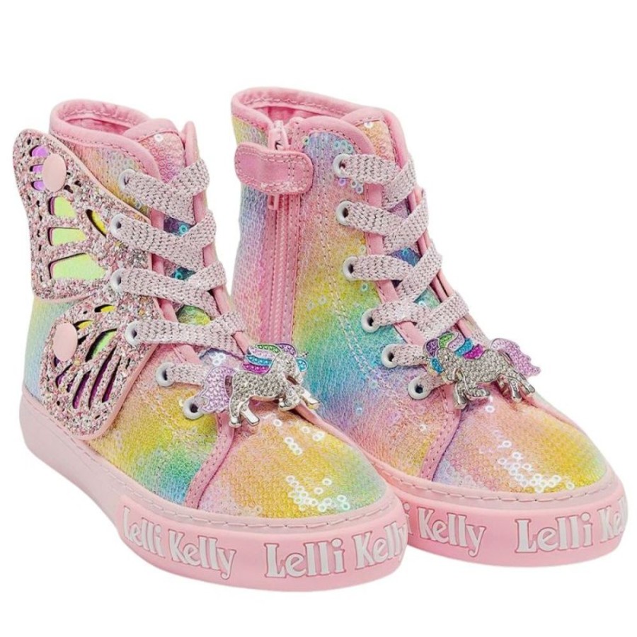 Footwear Lelli Kelly | Lelli Kelly Lk1331 (Ax02) Rainbow Unicorn Canvas Baseball Glitter Wings Ankle Boots