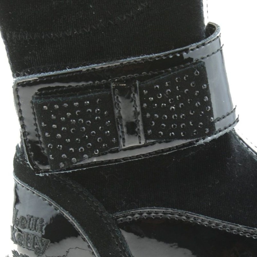 Footwear Lelli Kelly | Lelli Kelly Lk7652 (Db01) Cathrine Nero Vernice Glitter Bow Ankle Boots