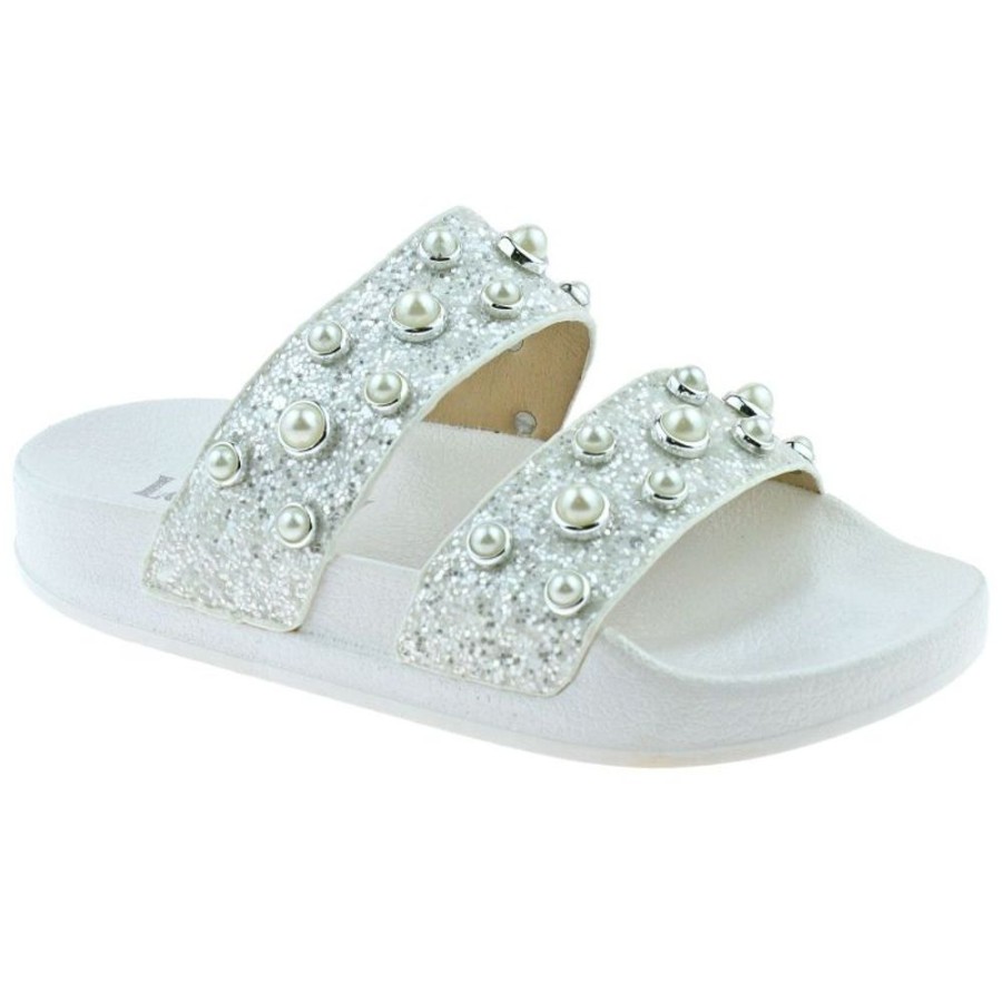 Footwear Lelli Kelly | Lelli Kelly Lk9912 (Aa01) Ginerva Bianco Glitter Slider Sandals