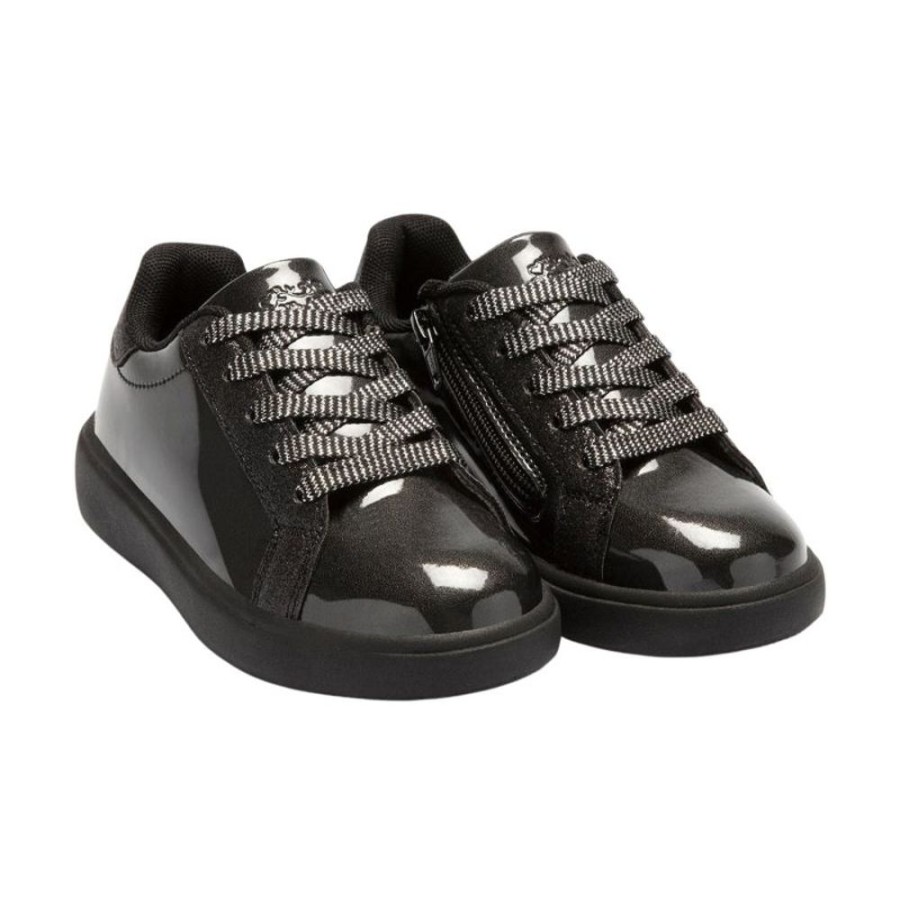 Footwear Lelli Kelly | Lelli Kelly Lk3801 (Ab01) Perla School Black Shiny Side Zip Trainers