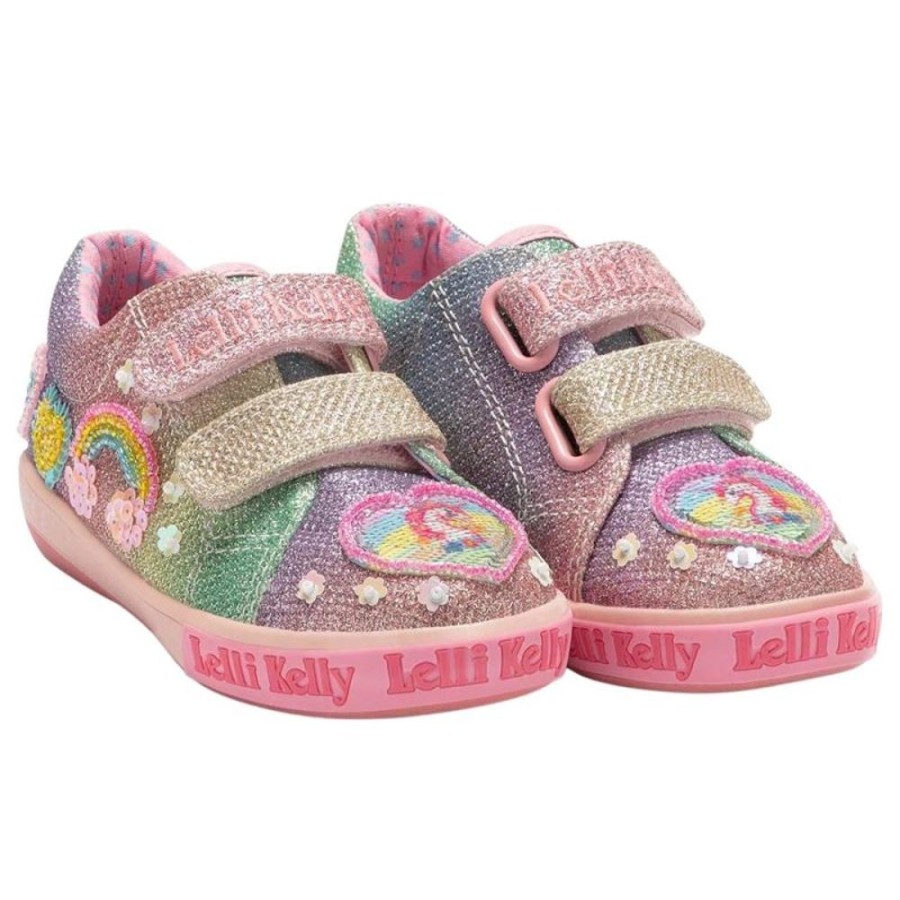 Footwear Lelli Kelly | Lelli Kelly Lk2037 (Gx02) Unicorn Rainbow Multi Glitter Double Strap Shoes