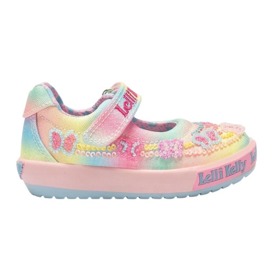 Footwear Lelli Kelly | Lelli Kelly Lk3468 (Bx02) Baby Myla Rainbow Butterfly Canvas Dolly Shoes