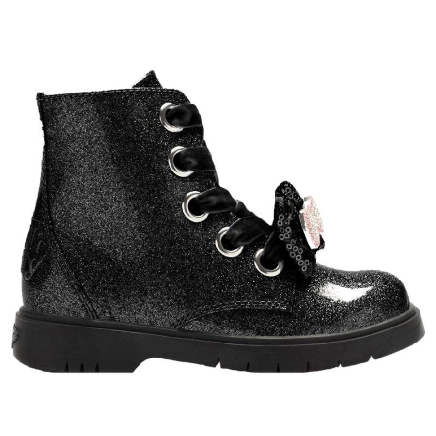 Footwear Lelli Kelly | Lelli Kelly Lk3736 (Sb01) Fior Di Fiocco Black Glitter Diamante Bow Boots