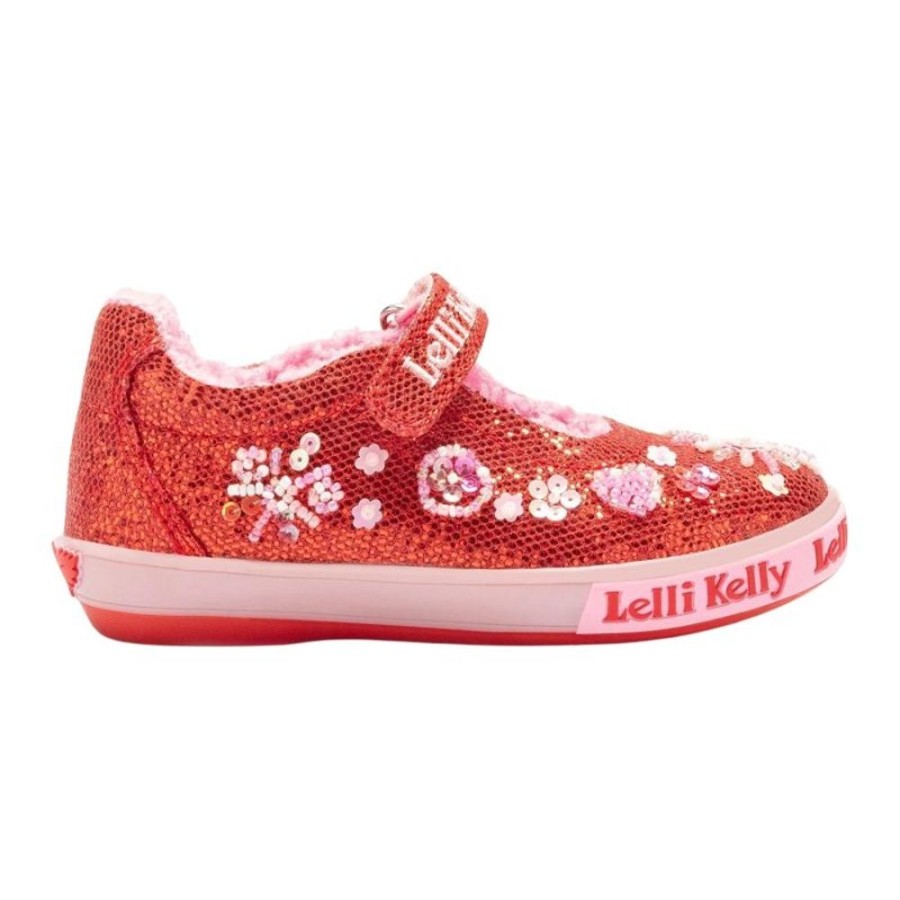 Footwear Lelli Kelly | Lelli Kelly Lk3860 (Gd01) Dafne Red Glitter Warm Lined Canvas Uppers